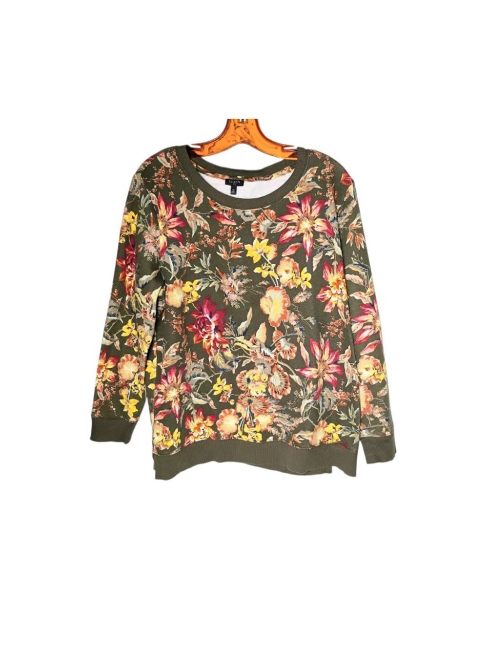 Talbots Plus Floral Sweatshirt 1X Modal Blend Pullover Fall Earthy